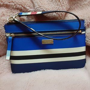 Kate Spade Striped Wristlet Blue, White, Pink